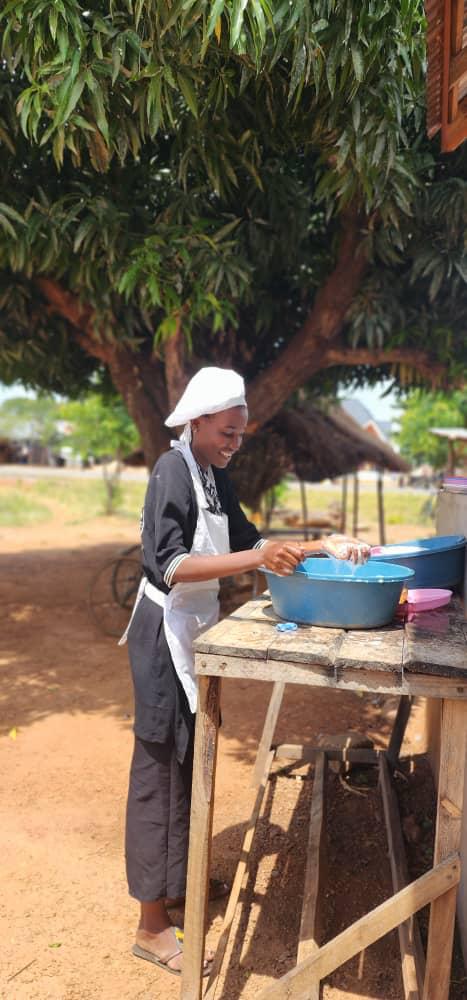 a woman preparing food